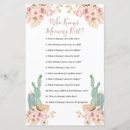 Wie kent mammie Best Game Boho Cactus Paper Sheet