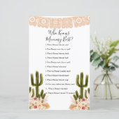 Wie kent mammie Best Game Boho Cactus Paper Sheet (Staand voorkant)