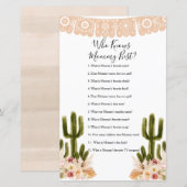 Wie kent mammie Best Game Boho Cactus Paper Sheet (Voorkant / Achterkant)