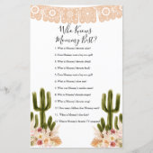 Wie kent mammie Best Game Boho Cactus Paper Sheet (Voorkant)