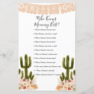Wie kent mammie Best Game Boho Cactus Paper Sheet