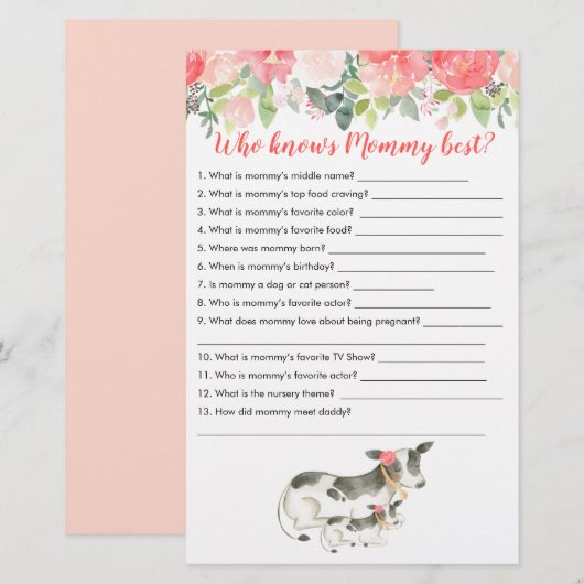 Wie kent mammie Best Koe Boerderij Game (Voorkant / Achterkant)