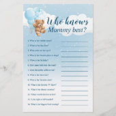 Wie kent mammie beste blauwe teddybeer spel flyer (Voorkant)