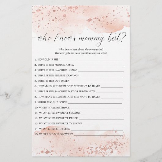 Wie kent mammie beste game waterverf roos goud (Voorkant)