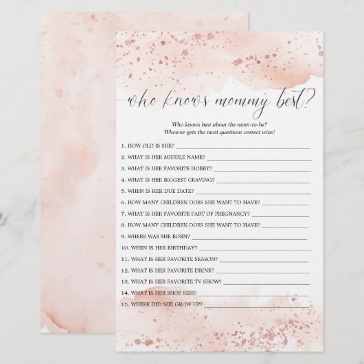 Wie kent mammie beste game waterverf roos goud (Voorkant / Achterkant)