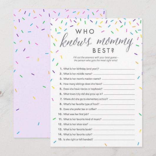 Wie kent mammie beste schoenenkaart - prinkles programmakaart (Voorkant / Achterkant)