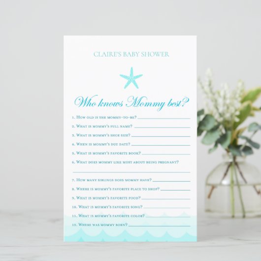 Wie kent mammie het beste - Baby shower game (Staand voorkant)