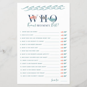 Wie kent mammiespel onder het Zee Baby shower Flyer