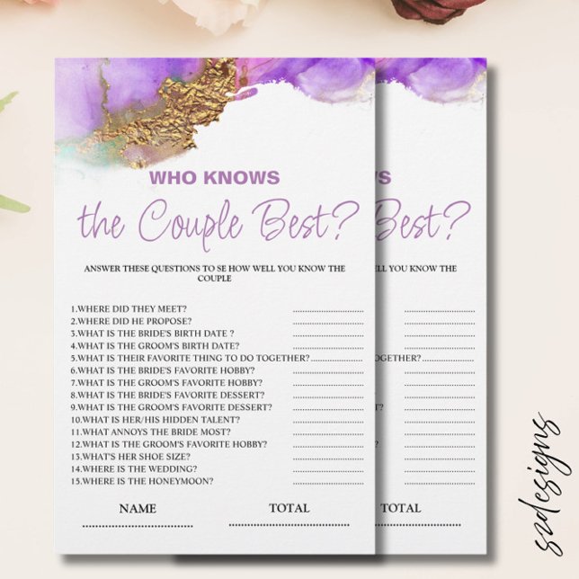 Wie kent Paars beste Paarse Bridal Game (Creator heeft geüpload)