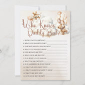 WIE KENT PAPA BESTE Baby shower Game Schattige Bee Kaart (Voorkant)