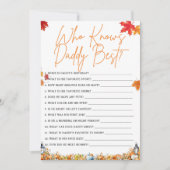 WIE KENT PAPA BESTE BABY SHOWER SPEL POMPOEN KAART (Voorkant)