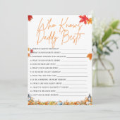 WIE KENT PAPA BESTE BABY SHOWER SPEL POMPOEN KAART (Staand voorkant)