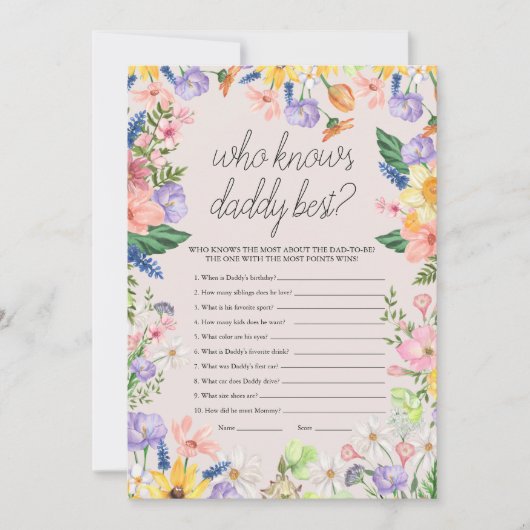 Wie kent papa beste Baby spel Kaart (Voorkant)