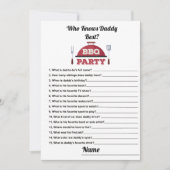 Wie kent papa Beste BBQ Baby shower Game Kaart (Voorkant)