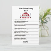 Wie kent papa Beste BBQ Baby shower Game Kaart (Staand voorkant)