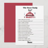 Wie kent papa Beste BBQ Baby shower Game Kaart (Voorkant / Achterkant)