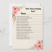 Wie kent papa beste Bloemen Baby shower Game Kaart (Voorkant)