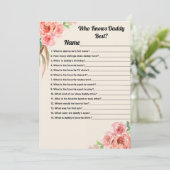 Wie kent papa beste Bloemen Baby shower Game Kaart (Staand voorkant)