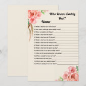 Wie kent papa beste Bloemen Baby shower Game Kaart (Voorkant / Achterkant)