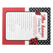 Wie kent papa Beste Ladybug Baby shower Game Pack Notitieblok (Voorkant)