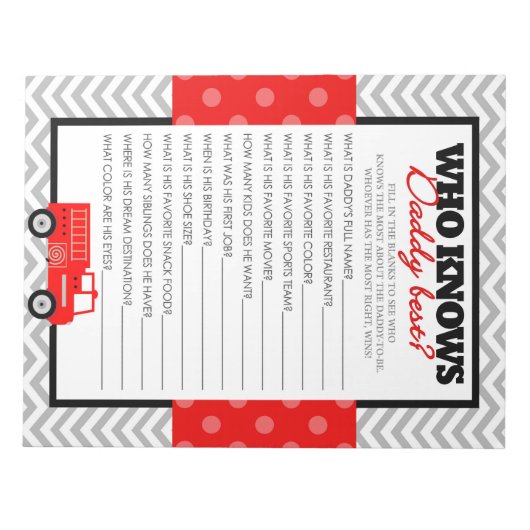 Wie kent papa beste vuurwagen spel - 40 Pack Notitieblok (Voorkant)