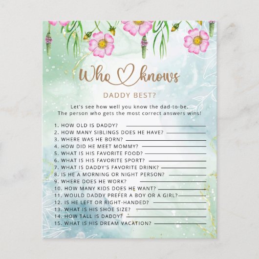 Wie kent papa de beste wildbloem-baby shower (Voorkant)