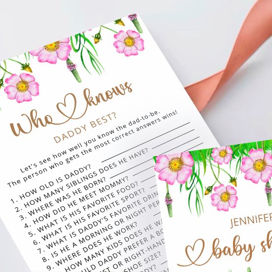 Wie kent papa de beste wildbloemen baby shower gam