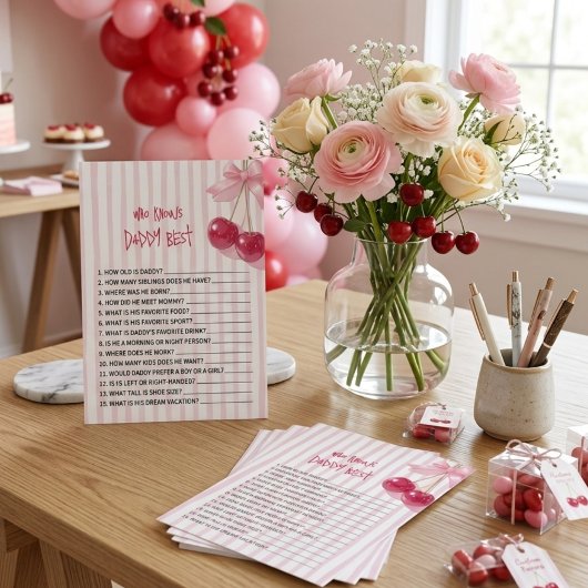 Wie kent papa het best Kers Roze Strik Rode Retro