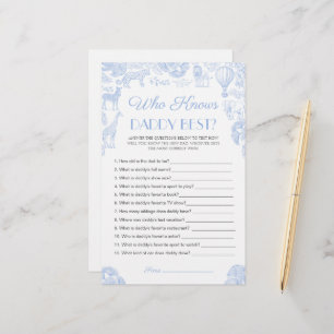 Wie kent papa het beste Baby shower Game Kaart