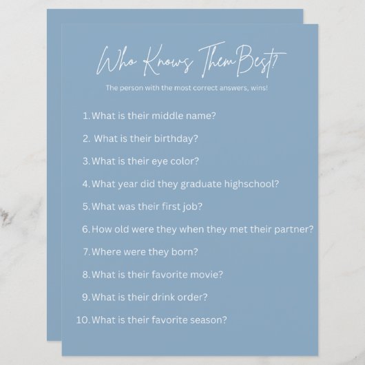 Wie kent ze het beste? partyspel (Voorkant / Achterkant)