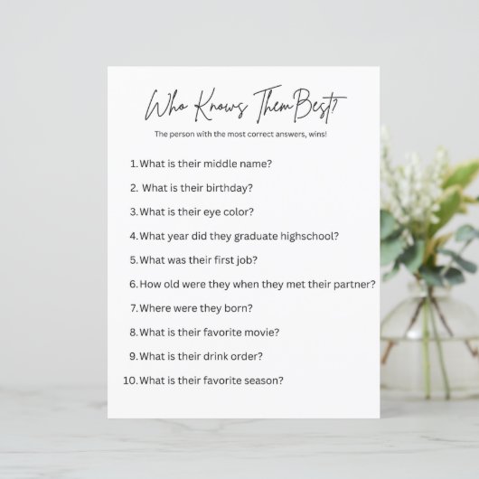 Wie kent ze het beste? partyspel (Staand voorkant)