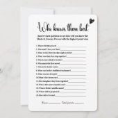 Wie kent ze het beste Vrijgezellenfeest spel Kaart (Voorkant)