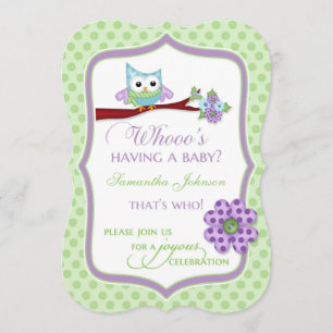 Wie krijgt een baby? Uil Baby Borrel Uitnodiging