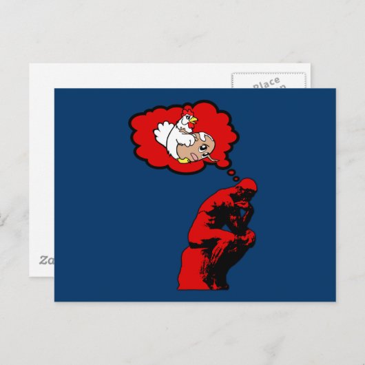 Wie kwam eerst de kip of het ei briefkaart (Voorkant / Achterkant)