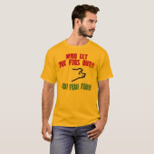 Wie laat de varkens eruit? t-shirt (Voorkant volledig)