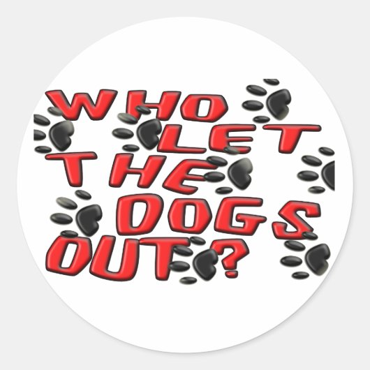 Wie liet de honden uit (pootafdrukken) ronde sticker (Voorkant)