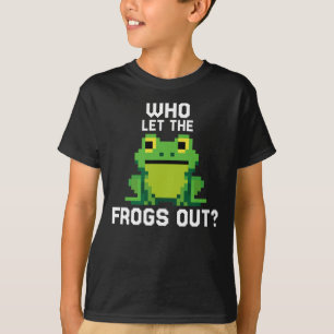 Wie liet de kikkers uit Schattigee kikker pixel ga T-shirt