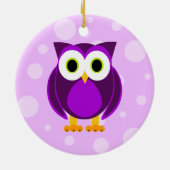 Wie? Mevrouw Paarse Owl Keramisch Ornament (Achterkant)