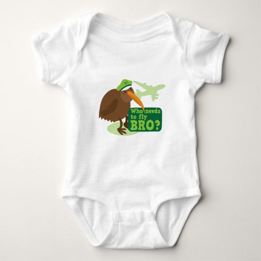 Wie moet er met bro vliegen? humor kiwi romper (Voorkant)