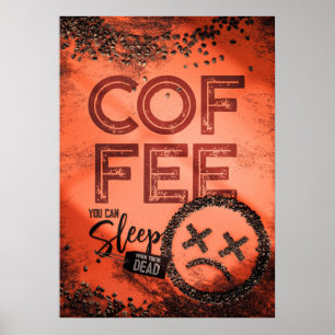 Wie moet slapen met koffie poster