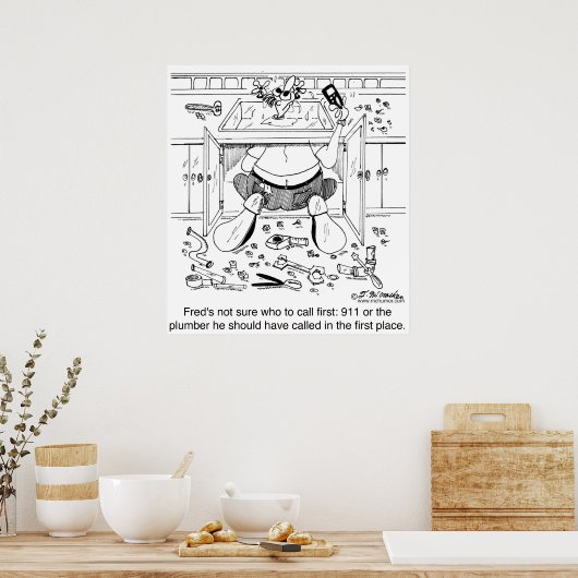 Wie om 1st te roepen: 911 of een Plumber Poster (Keuken)