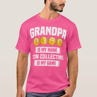 Wie opa is mijn naam Munten verzamelen is mijn spe T-shirt