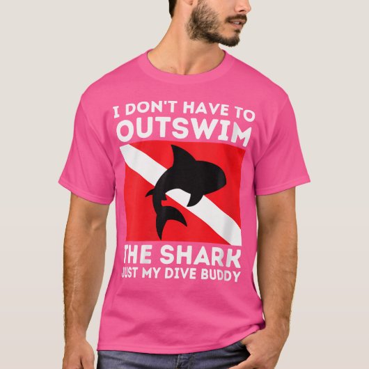 Wie overwint mijn duikbuddy Funny Shark Scuba Divi T-shirt (Voorkant)