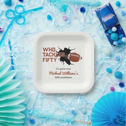 Wie pakt Fifty Funny Football 50ste verjaardag aan Papieren Bordje (Feest)