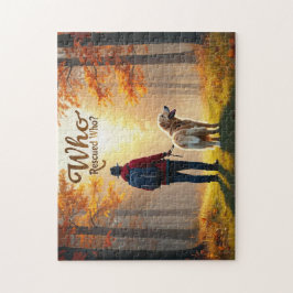 Wie redde wie - Man Golden Retriever wandeling Legpuzzel