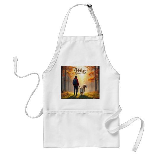 Wie redde wie - Man Golden Retriever wandeling Standaard Schort (Voorkant)