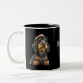 Wie redde wie - Wirehaered Dachshund Tweekleurige Koffiemok (Links)