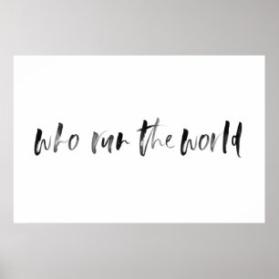 Wie Runnen de Wereld Waterverf Typografie Poster