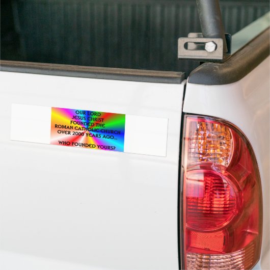 Wie stichtte je kerk? bumpersticker (Op Truck)