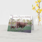 Wie was het je verjaardag? Koe Birthday Kaart (Gele Bloem)